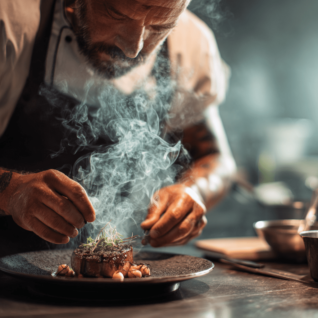 Chef plating a dish
